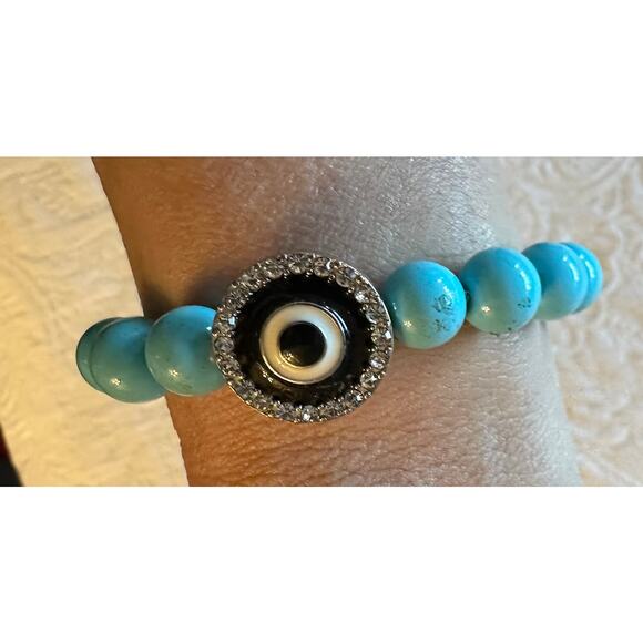 Cuban Evil Eye Turquoise Beaded Bracelet - Picture 2 of 4